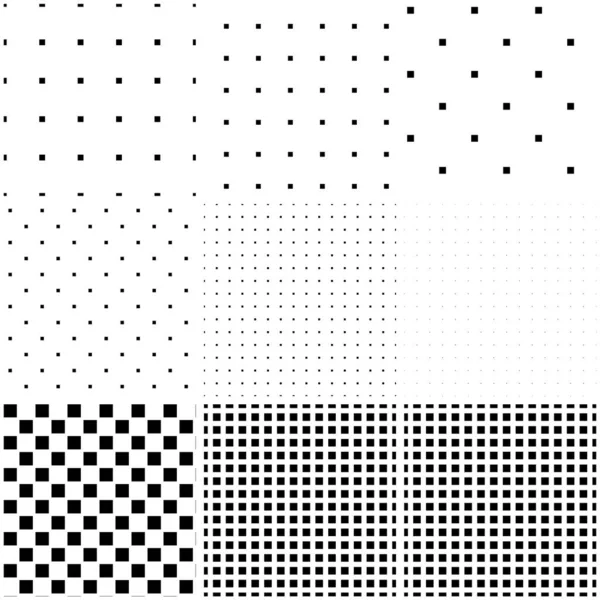 シンプルで平易な正方形の再現性 シームレスな背景 パターンセット チェックされた正方形 チェックされた背景セットイラスト グリッドメッシュチェック格子格子格子格子ベクトル — ストックベクタ