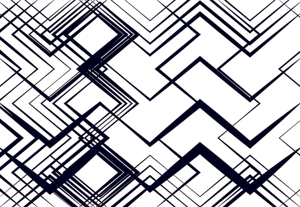 Structure Géométrique Réseau Mélange Chaotique Lignes Droites Angulaires Grille Aléatoire — Image vectorielle