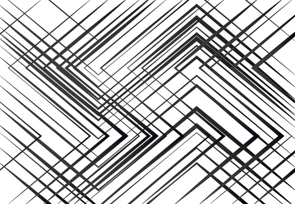 幾何学的構造 ネットワーク 直線の混沌としたジャンブル 角交差線 抽象ランダムグリッドメッシュ グレースケール 黒と白のテクスチャ パターン 背景と背景 — ストックベクタ