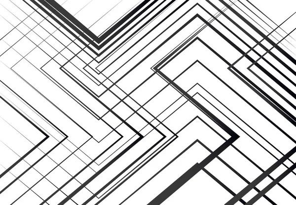几何结构 混沌杂乱的直线 角度交叉线 抽象的随机网格 黑白纹理 背景和背景 — 图库矢量图片