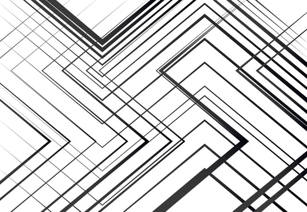 Struttura Geometrica Rete Miscuglio Caotico Rette Linee Angolari Intersecanti Griglia — Vettoriale Stock