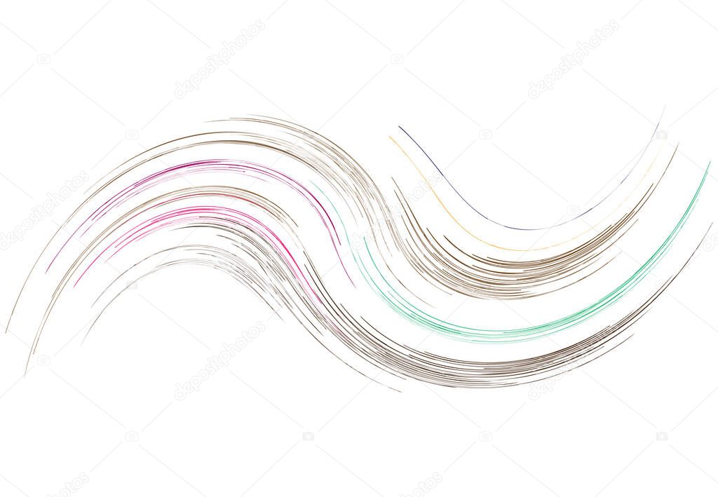 Curve rotated Volute, Helix shape. Colorful Spiral, swirl and twirl design element. Cyclic Rotation, curl design. Vector