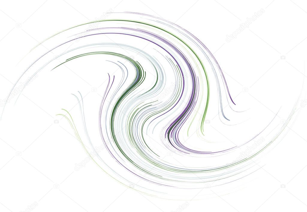 Curve rotated Volute, Helix shape. Colorful Spiral, swirl and twirl design element. Cyclic Rotation, curl design. Vector
