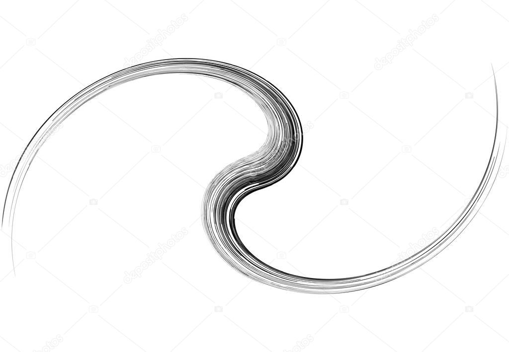 Curve rotated Volute, Helix shape. Spiral, swirl and twirl design element. Cyclic Rotation, curl design. Vector