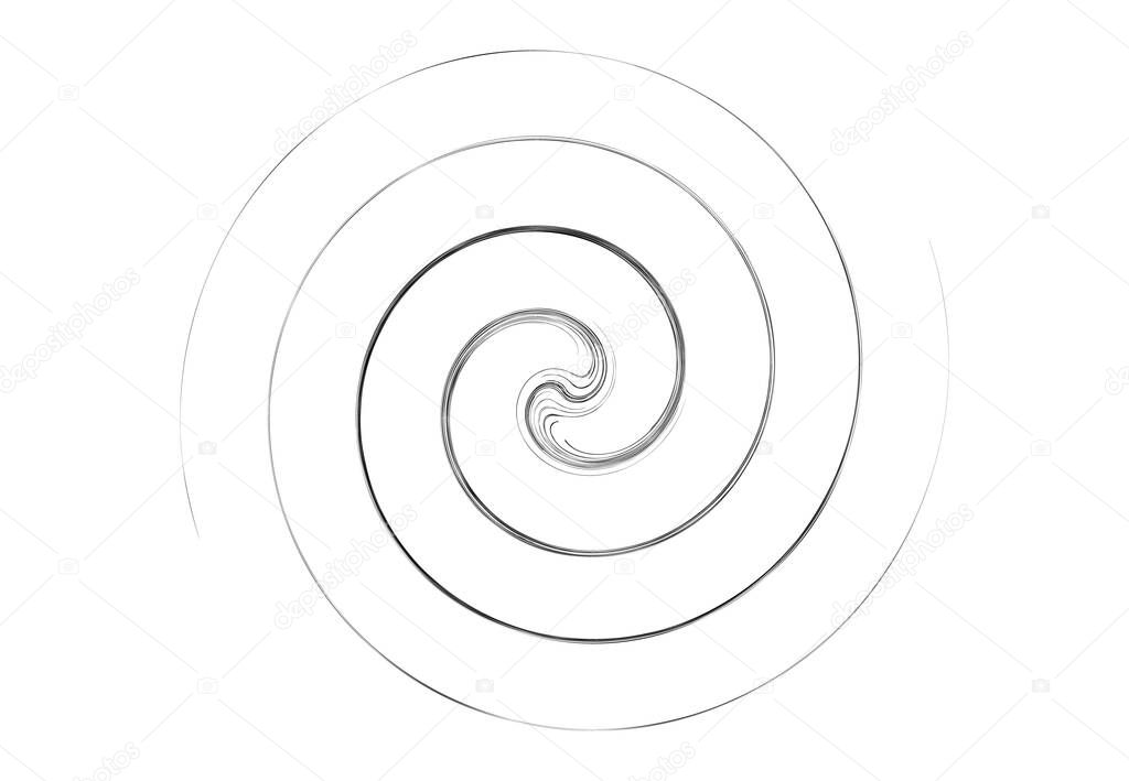 Curve rotated Volute, Helix shape. Spiral, swirl and twirl design element. Cyclic Rotation, curl design. Vector