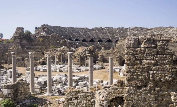 Πλευρά Αρχαιολογία Site Παλιά Αρχαία Πόλη Αμφιθέατρο — Φωτογραφία Αρχείου