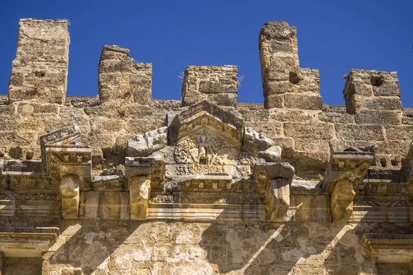 Aspendos Tourkey 2018 Ancient Amphiteater Historic Attraction — стоковое фото