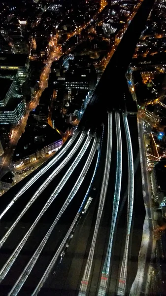 View on London\'s night streets from the Shard - the high building in London