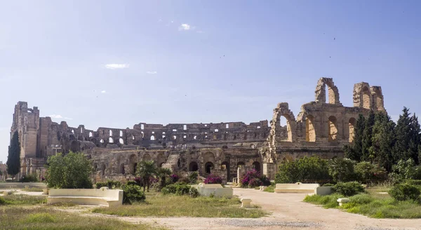 Αμφιθέατρο Djem Τυνησία Στον Ήλιο — Φωτογραφία Αρχείου