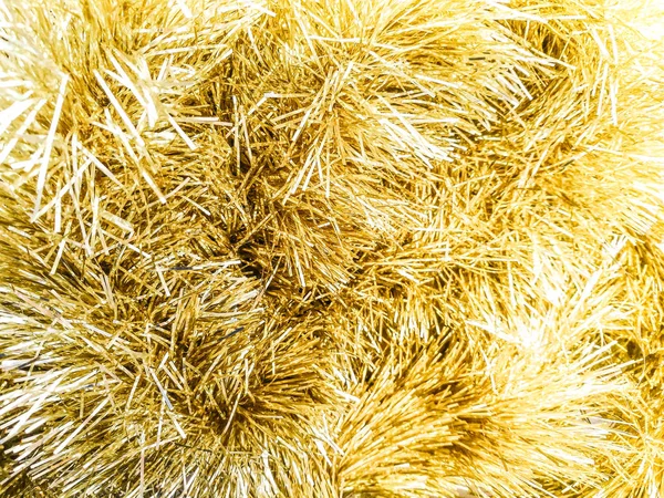 Glänzende Goldene Farbe Weihnachtsbaum Lametta Hintergrund — Stockfoto