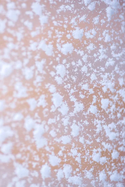 Große Schneeflocken Fenster Makro Nahaufnahme — Stockfoto