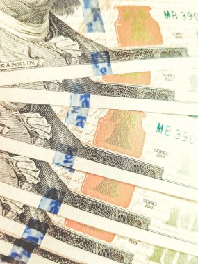 Yüz dolar faturaları makro arka plan vurdu.