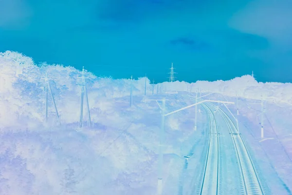 Railway landscape in infrared.