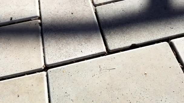 阳光灿烂的街道上灰色的石板地板 — 图库视频影像