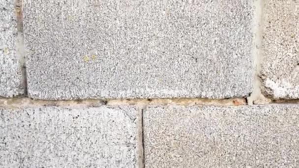 Wand Aus Grauem Schlackenblock Mit Schlampigen Nähten Gebäudefassade Der Blick — Stockvideo