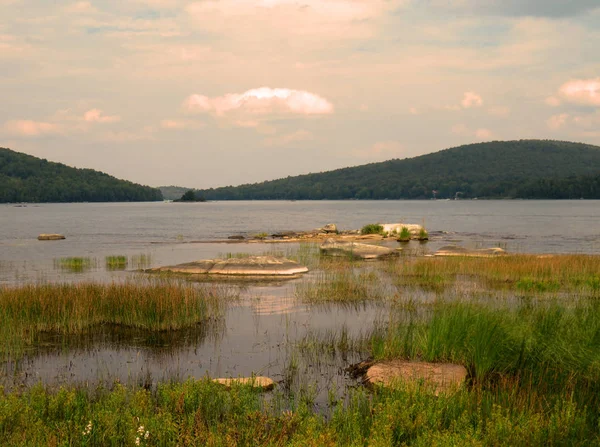 Vue Paisible Lac Poussière Dans Parc National Frontenac — Photo