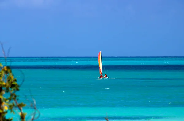 Velero Mar Turquesa Del Caribe — Foto de Stock