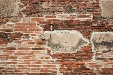 Arka plan deseni satırlardaki eski kahverengi tuğla duvar