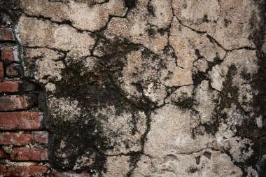 Arka plan deseni satırlardaki eski kahverengi tuğla duvar