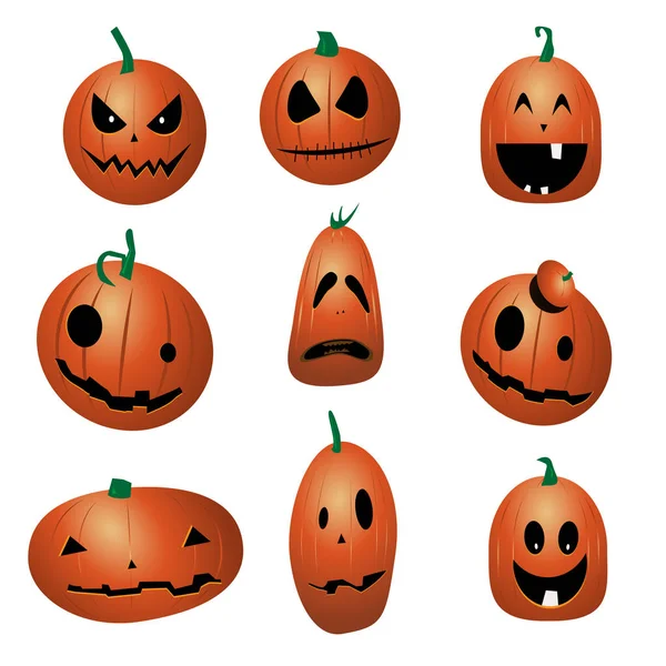 Conjunto Calabazas Divertidas Halloween Dibujos Animados — Foto de Stock