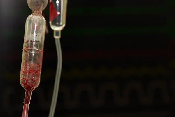 Saco de sangue após transfundido na sala de operações — Fotografia de Stock