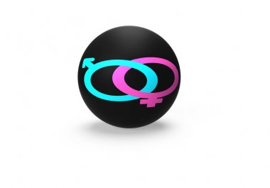 Siyah kürede kadın ve erkek sembolü 