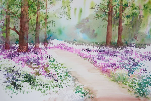 Ağaç boyası ve güzel pembe çiçekler. 