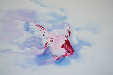 Yüzen bir balığın suluboya resmi 