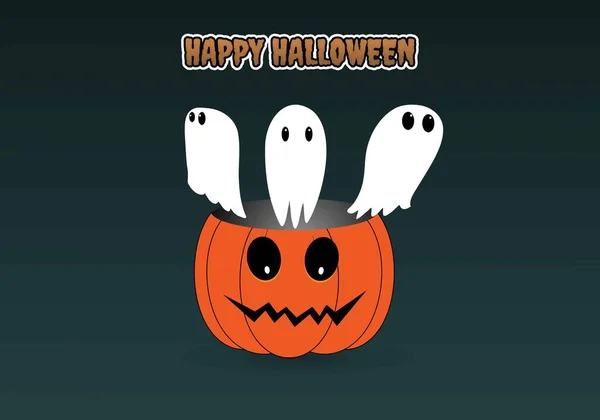 Frohes Halloween Geister Fliegen Vom Kürbis — Stockvektor