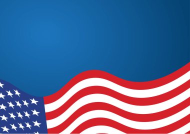 ABD Mavi Arkaplana Karşı Dalgalanan Bayrak