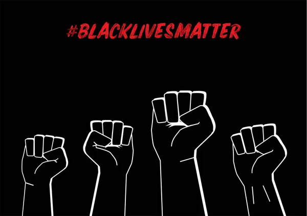 Ilustracja Pięści Black Lives Matter Social Network Hashtag — Wektor stockowy