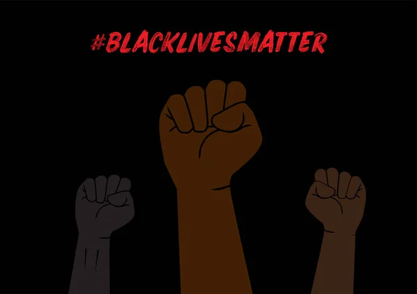 Ilustracja Pięści Black Lives Matter Social Network Hashtag — Wektor stockowy