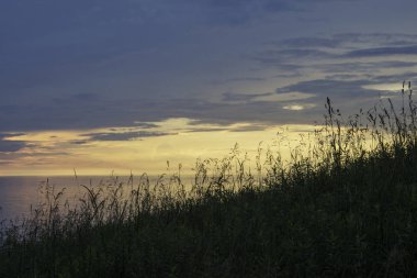 Günbatımı Michigan Gölü Parkı'nda Orchard Beach devlet üzerinde.