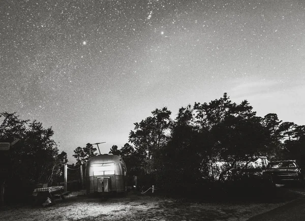 Camper Con Cielo Lleno Estrellas Parque Estatal Big Lagoon Florida — Foto de Stock