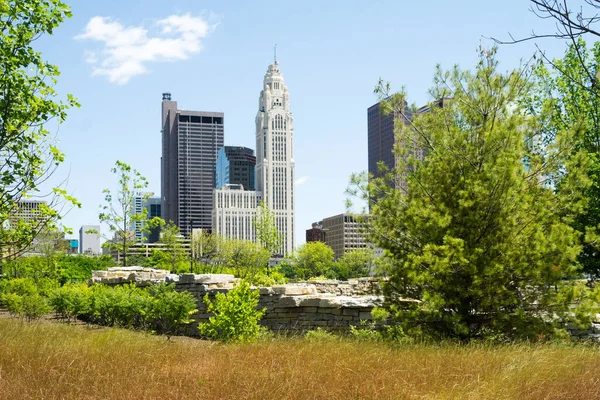 美国俄亥俄州哥伦布市的风景 天际线是由自然构成的 — 图库照片