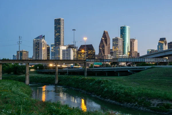 Kilátás Belvárosra Houston Skyline Texasban — Stock Fotó