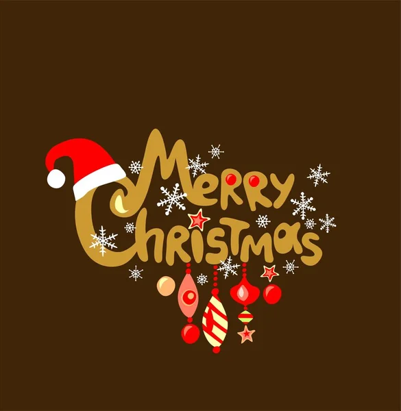 Etiqueta Saudação Natal Com Feliz Natal Mão Desenho Letras Douradas Ilustração De Bancos De Imagens