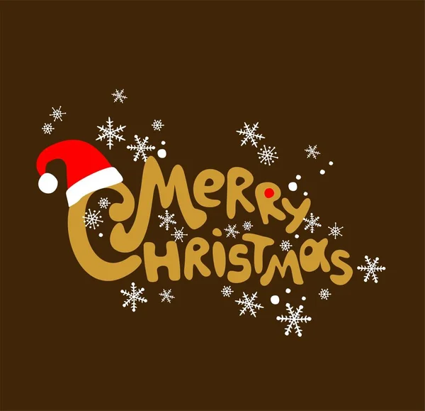 Saudação Natal Com Feliz Natal Mão Desenho Letras Douradas Chapéu Ilustrações De Bancos De Imagens Sem Royalties