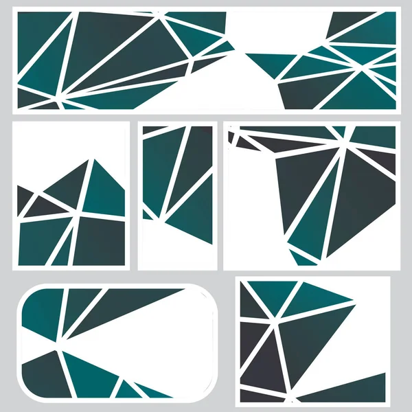 Set Van Donkere Veelhoekige Geometrische Banners Abstracte Achtergronden — Stockvector