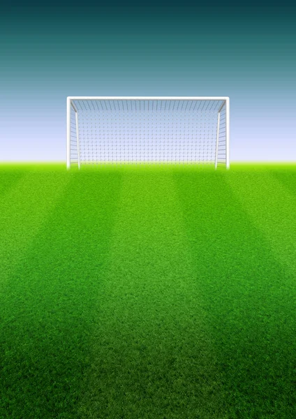 草のフィールド図にサッカーやサッカー ゴール — ストック写真