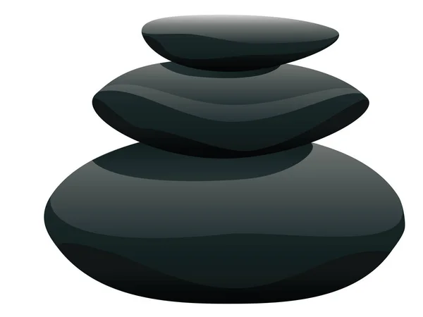 Schwarze Kieselsteine Stapeln Sich Zen Steine Stapeln Sich Auf Weißem — Stockvektor