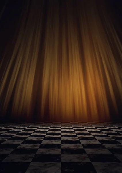 Abstract Stage Background Curtains Marble Checkered Floor — Stock Photo, Image