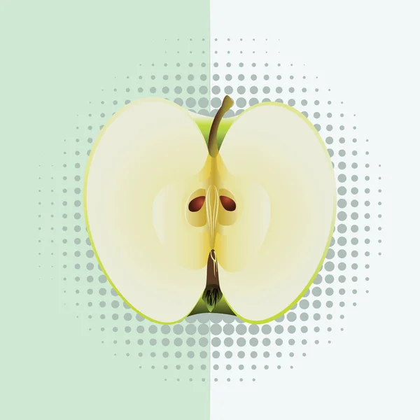 Pół Jabłka Dwa Kolorowe Tło — Wektor stockowy