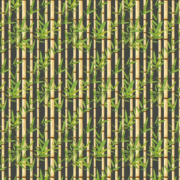 Asiático Selva Planta Ramos Bambu Com Folhas Padrão Fundo Design — Vetor de Stock