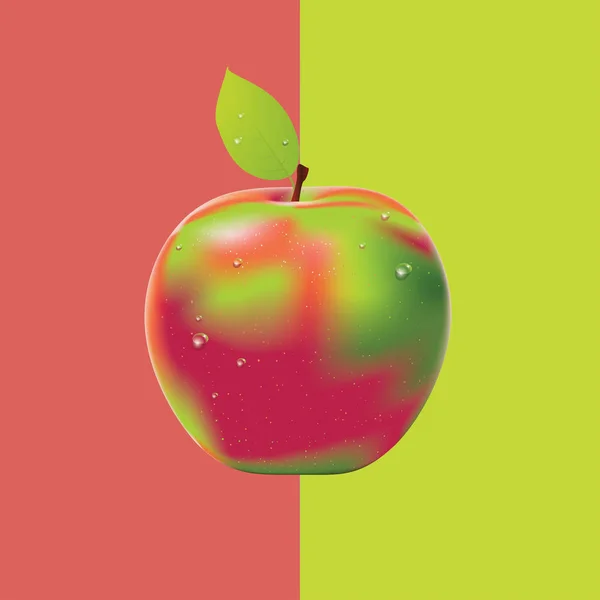 Geometryczne Dwa Kolorowe Tło Apple Design Jedzenie — Wektor stockowy