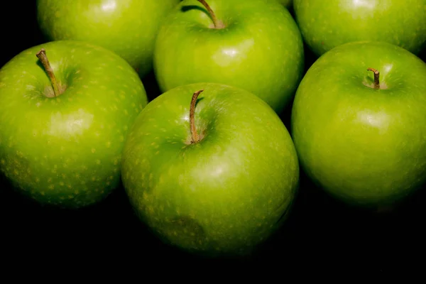Pile Pommes Vertes Mûres Fermer Fond — Photo
