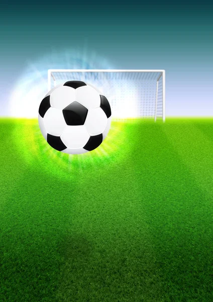 橄榄球或足球和目标在草领域例证 — 图库照片