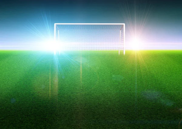 草のフィールド図にサッカーやサッカー ゴール — ストック写真