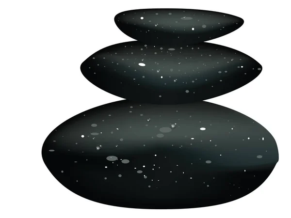 Zwarte Steentjes Stapel Zen Stenen Heap Witte Achtergrond — Stockvector