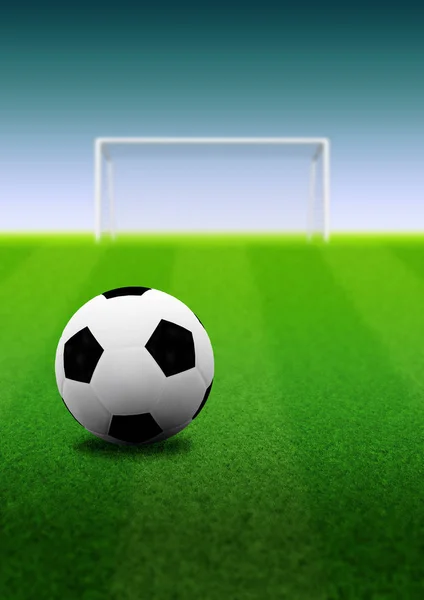 Football Soccer Ball Goal Grass Field Illustration — Stock Photo, Image
